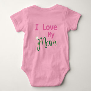 Cute I Love My Mom Baby Girl Pink  Bodysuit