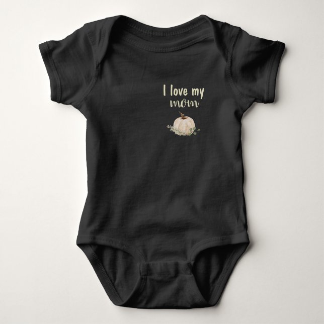 Cute I Love My Mom Pumpkin Baby Bodysuit (Front)