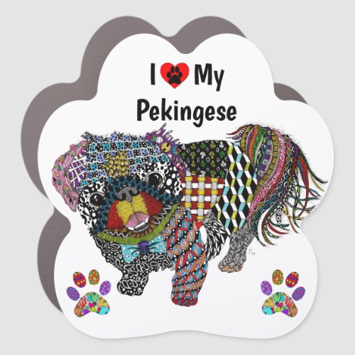 Cute I Love My Pekingese Car Magnet