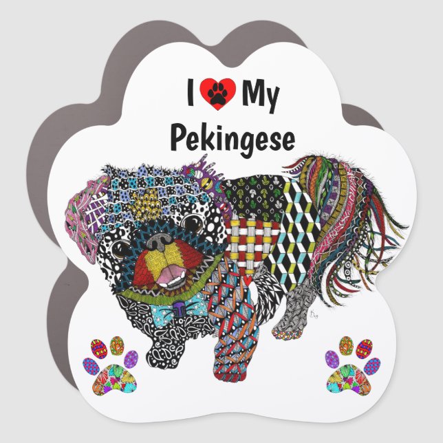 Cute I Love My Pekingese Car Magnet (Front)