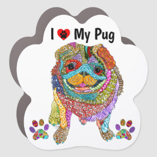 Cute I Love My Pug Car Magnet