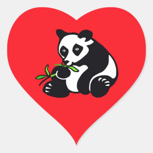 Cute I love PANDAS _Animal lover _ Wildlife _ Red  Heart Sticker