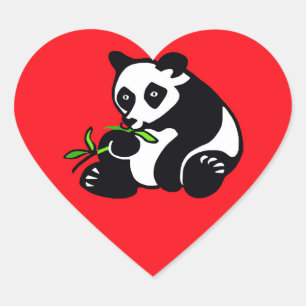 Cute I love PANDAS -Animal lover - Wildlife - Red Heart Sticker