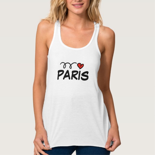 Cute I LOVE PARIS tank tops for women and girls (Front)