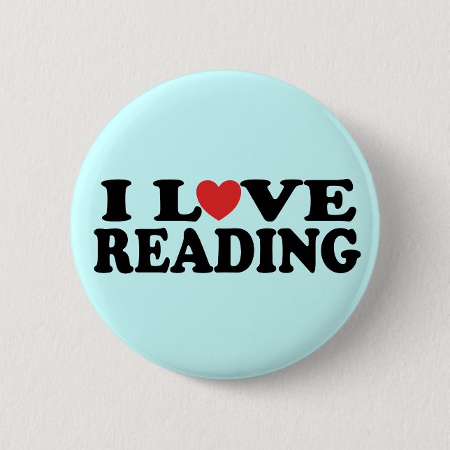 Cute I Love Reading Gift Pinback Button (Front)