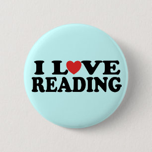 Cute I Love Reading Gift Pinback Button