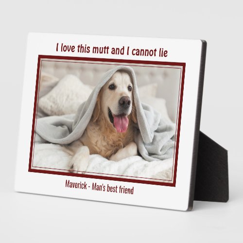 Cute I LOVE THIS MUTT Dog Lover Photo Plaque