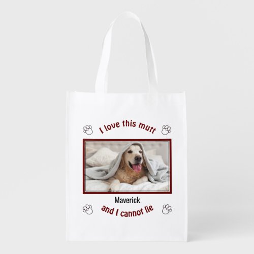 Cute I LOVE THIS MUTT  Personalized Dog Lover Grocery Bag