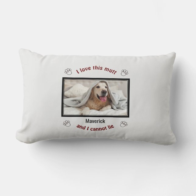 Cute I LOVE THIS MUTT | Personalized Dog Lover Lumbar Pillow (Front)