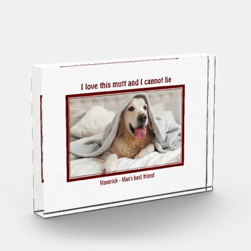 Cute I LOVE THIS MUTT  Personalized Dog Lover Photo Block