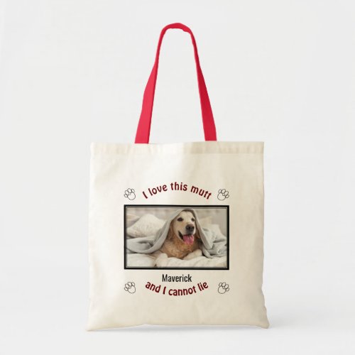 Cute I LOVE THIS MUTT  Personalized Dog Lover Tote Bag