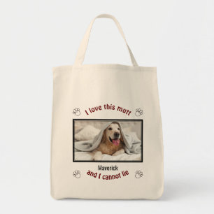 Cute I LOVE THIS MUTT Personalized Dog Lover Tote Bag