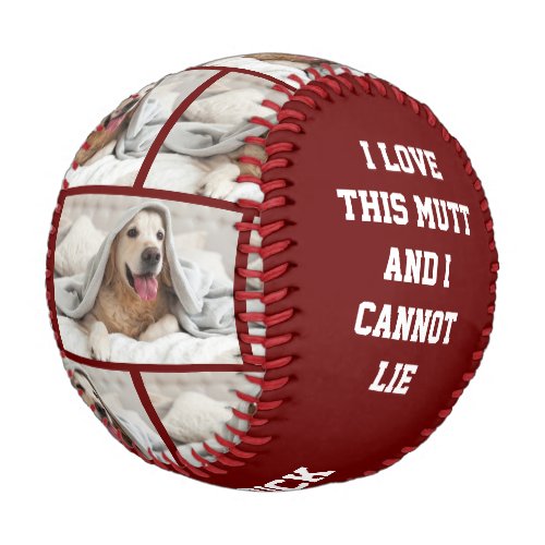 Cute I LOVE THIS MUTT  Personalized PHOTO Red Baseball
