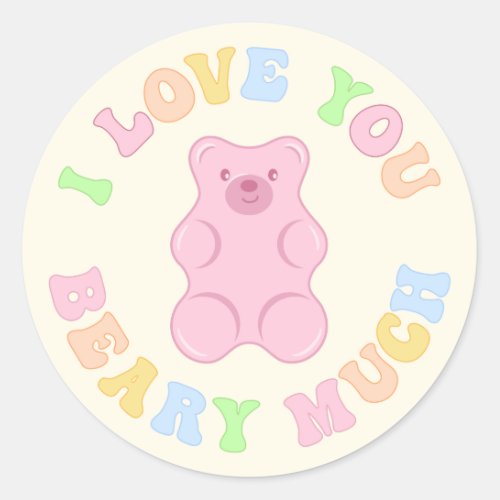 Cute I Love You Beary Much Classic Round Sticker