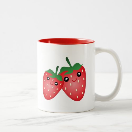 Cute I Love You Berry Much Kawaii Strawberry Fruit Two_Tone Coffee Mug