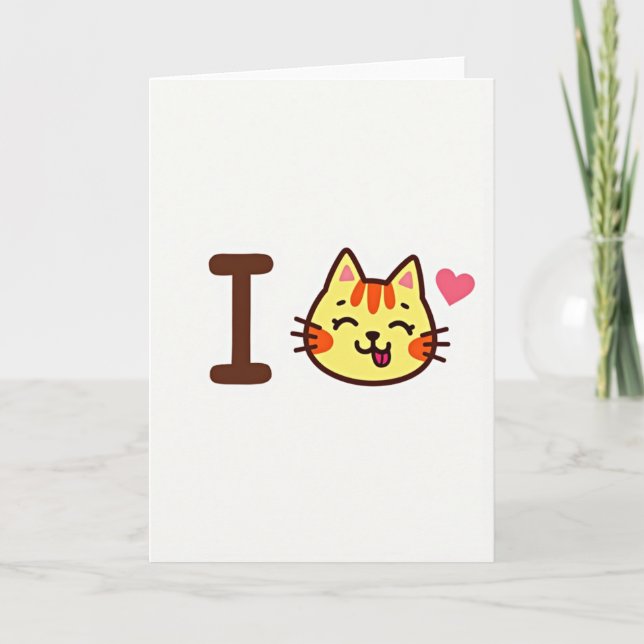 Cute I Love You Cat Card (Front)