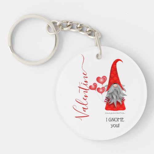 Cute I Love You Gnome Matter What Valentines Day Keychain