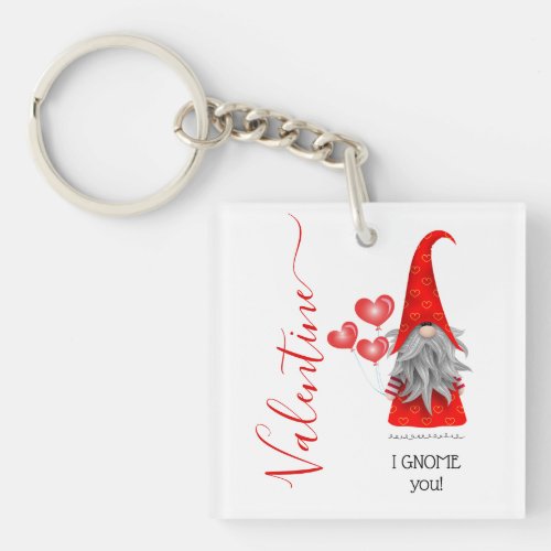 Cute I Love You Gnome Matter What Valentines Day Keychain