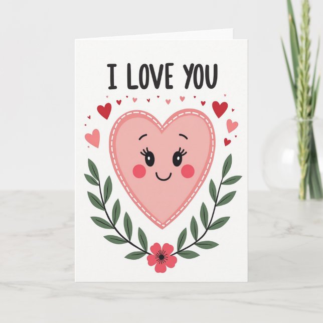 Cute I Love You Heart Card (Front)