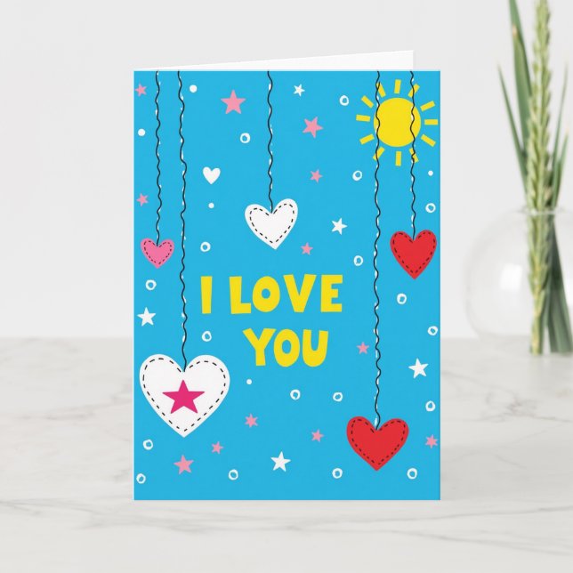Cute I Love You Hearts Card (Front)