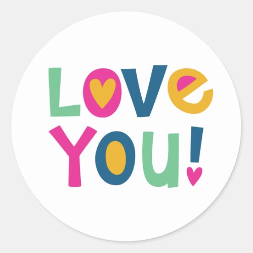 Cute I Love You Kids Valentine Classic Round Sticker