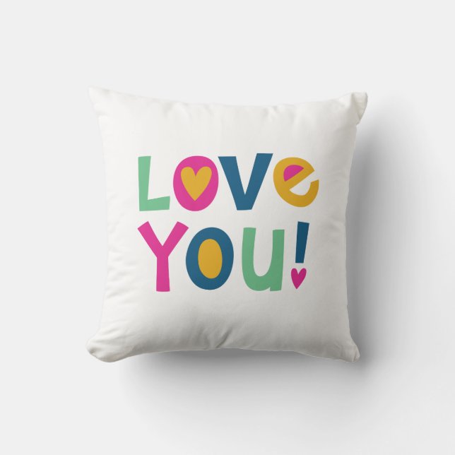 Cute I Love You Kids Valentine Throw Pillow (Front)