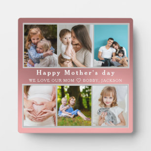 Cute I LOVE YOU MOM Happy Mother Day Photo Collage Plaque