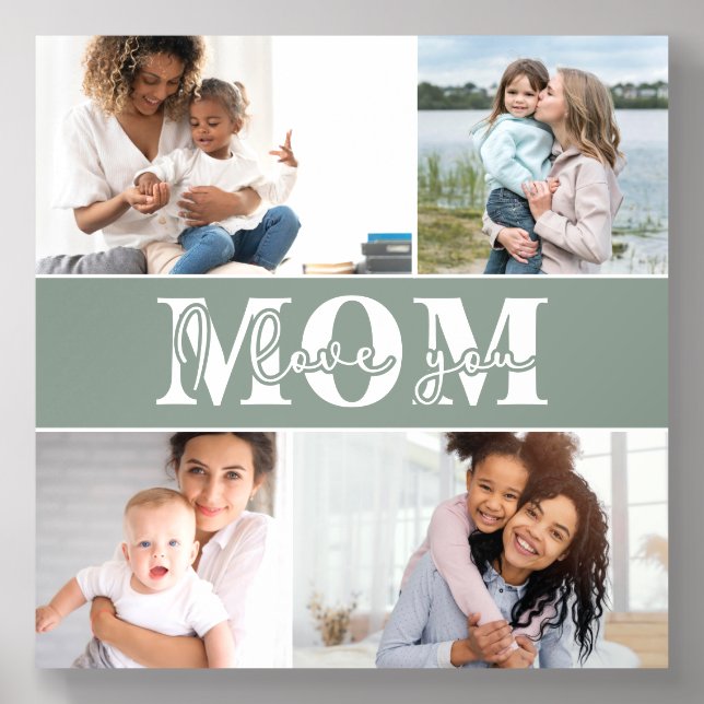 Cute I LOVE YOU MOM Mother's Day Photo Acrylic Photo Tile (Front Set)