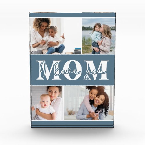 Cute I LOVE YOU MOM Mothers Day Photo Block