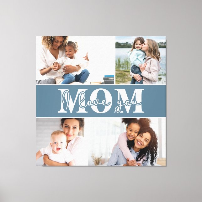 Cute I LOVE YOU MOM Mother's Day Photo Canvas Print (Front)