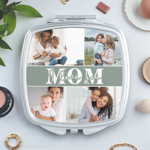Cute I LOVE YOU MOM Mother's Day Photo Compact Mirror