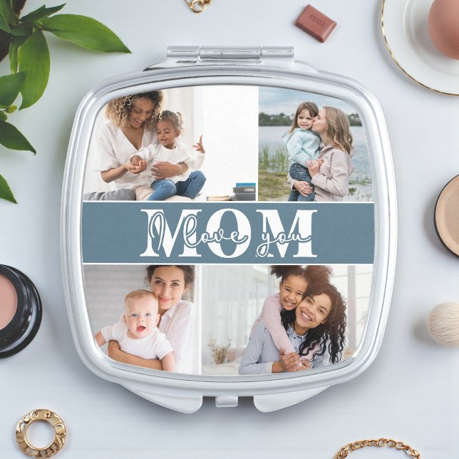 Cute I LOVE YOU MOM Mother's Day Photo Compact Mirror (Creator Uploaded)