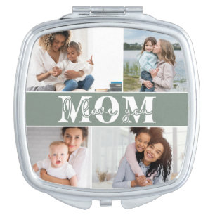 Cute I LOVE YOU MOM Mother's Day Photo Compact Mirror