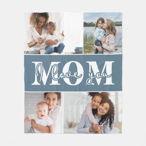 Cute I LOVE YOU MOM Mothers Day Photo Fleece Blanket
