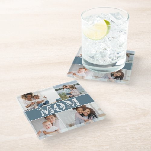 Cute I LOVE YOU MOM Mothers Day Photo Glass Coaster