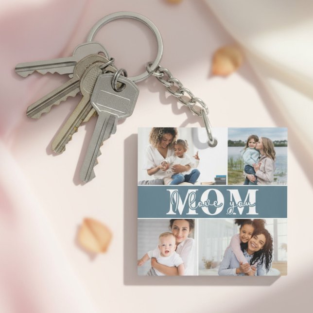 Cute I LOVE YOU MOM Mother's Day Photo Keychain (Creator Uploaded)