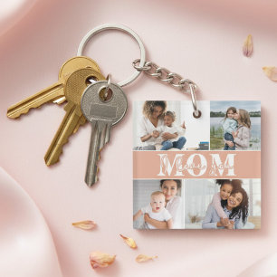 Cute I LOVE YOU MOM Mother's Day Photo Keychain