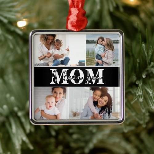 Cute I LOVE YOU MOM Mothers Day Photo Metal Metal Ornament