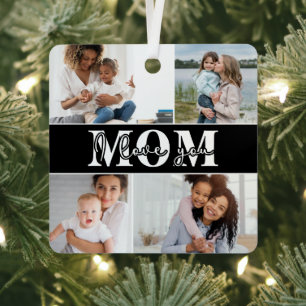 Cute I LOVE YOU MOM Mother's Day Photo Metal Ornament
