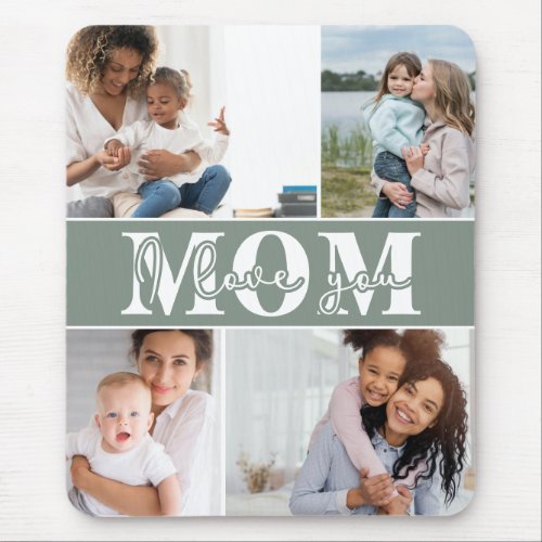Cute I LOVE YOU MOM Mothers Day Photo Mouse Pad