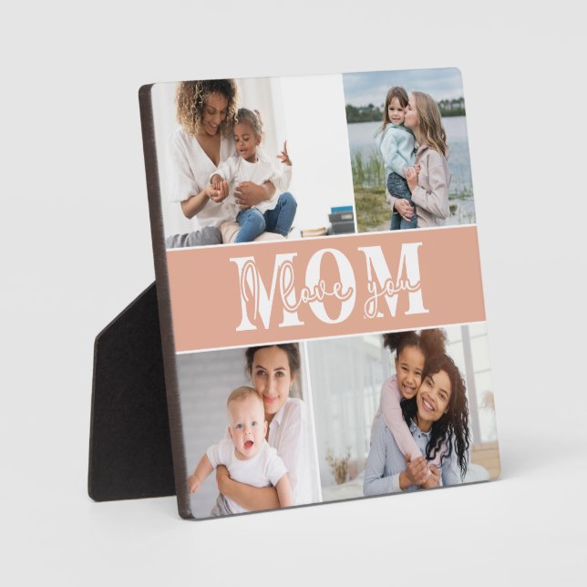 Cute I LOVE YOU MOM Mother's Day Photo Plaque (Front)
