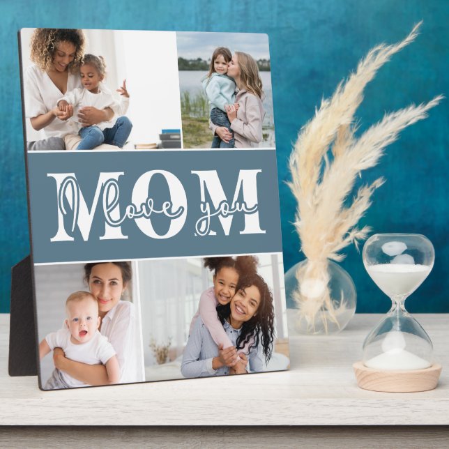 Cute I LOVE YOU MOM Mother's Day Photo Plaque (Side)