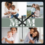 Cute I LOVE YOU MOM Mother's Day Photo Square Wall Clock<br><div class="desc">Cute I Love You Mom Mother's Day Photo Wall Clock features four of your favorite photos with the text "I love you Mom" in modern white typography. Designed by ©Evco Studio www.zazzle.com/store/evcostudio</div>