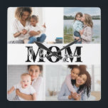 Cute I LOVE YOU MOM Mother's Day Photo Square Wall Clock<br><div class="desc">Cute I Love You Mom Mother's Day Photo Wall Clock features four of your favorite photos with the text "I love you Mom" in modern black typography. Designed by ©Evco Studio www.zazzle.com/store/evcostudio</div>