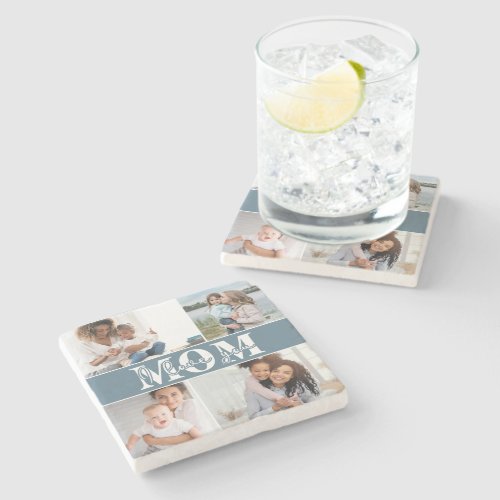 Cute I LOVE YOU MOM Mothers Day Photo Stone Coaster