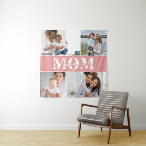 Cute I LOVE YOU MOM Mothers Day Photo Tapestry