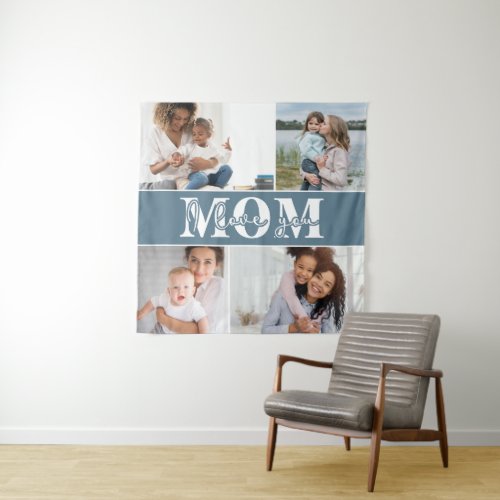 Cute I LOVE YOU MOM Mothers Day Photo Tapestry