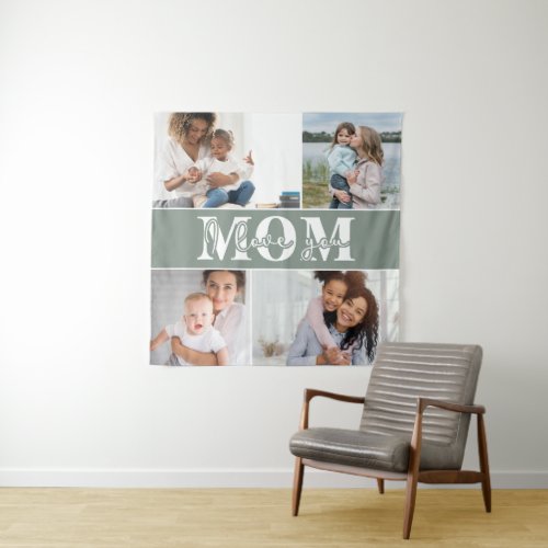 Cute I LOVE YOU MOM Mothers Day Photo Tapestry