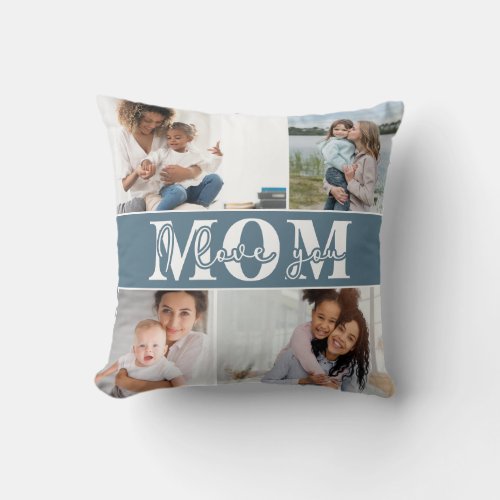 Cute I LOVE YOU MOM Mothers Day Photo Throw Pillow