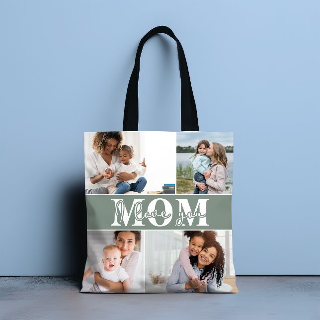 Cute I LOVE YOU MOM Mother's Day Photo Tote Bag (Creator Uploaded)